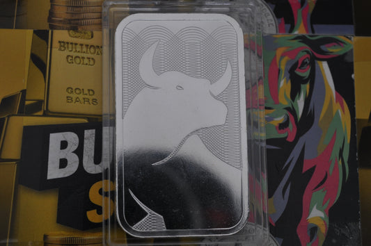 1oz Silver Bar | Wall Street Bull | .999 Fine Silver | Symbol of Strength & Prosperity
