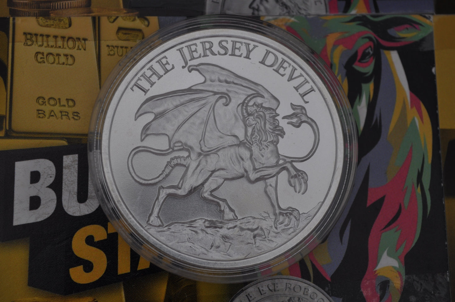 Intaglio Mint – The Jersey Devil | 1oz .999 Fine Silver Coin | Mythical Creatures Series | High Relief