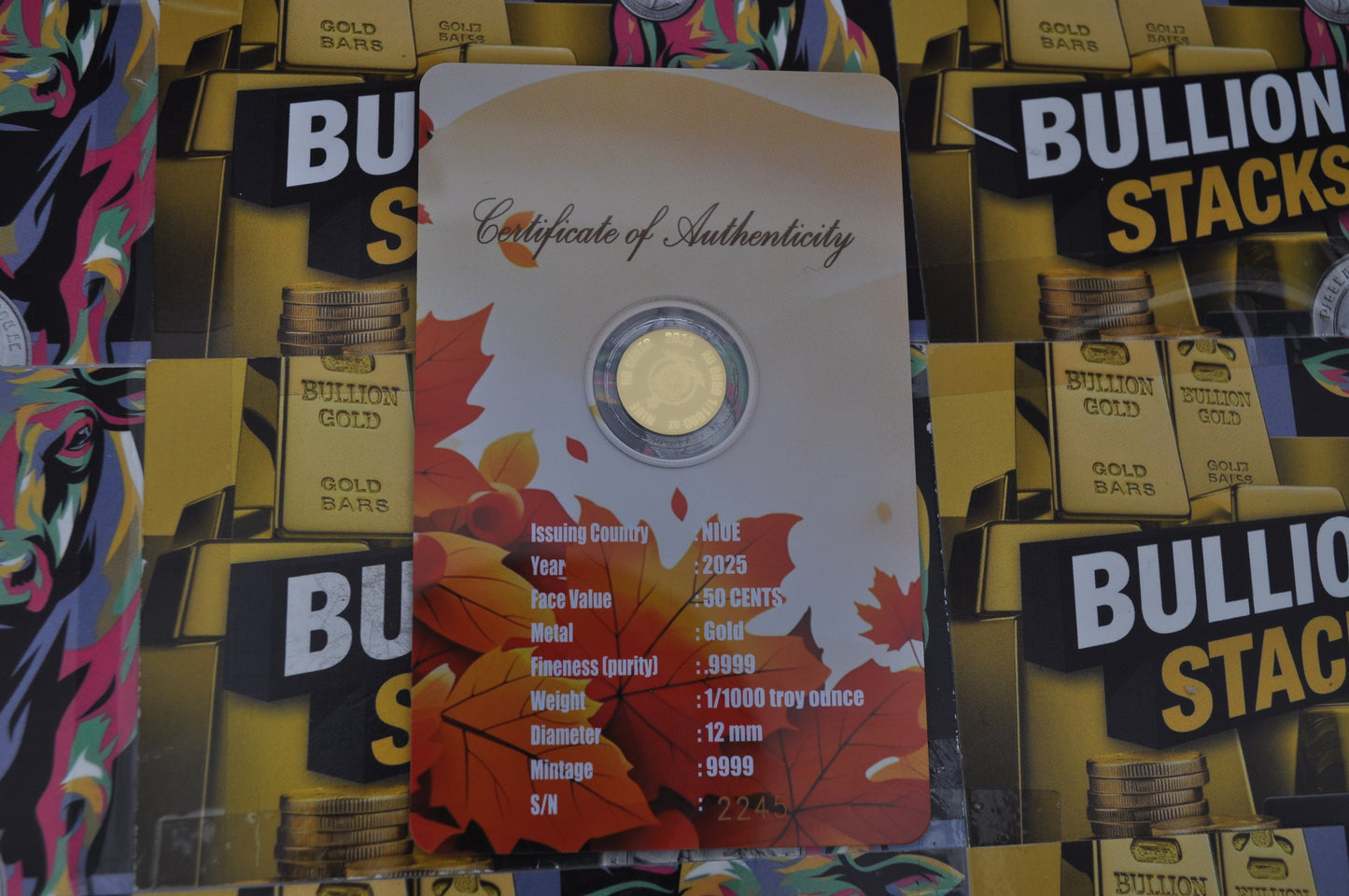 2025 Niue Maple Leaf | 1/1000th oz .9999 Fine Gold Coin | In Collectible Card