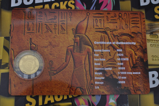 2025 Niue Pyramid of Giza | 1/1000th oz .9999 Fine Gold Coin | 50 Cents | In Collectible Card
