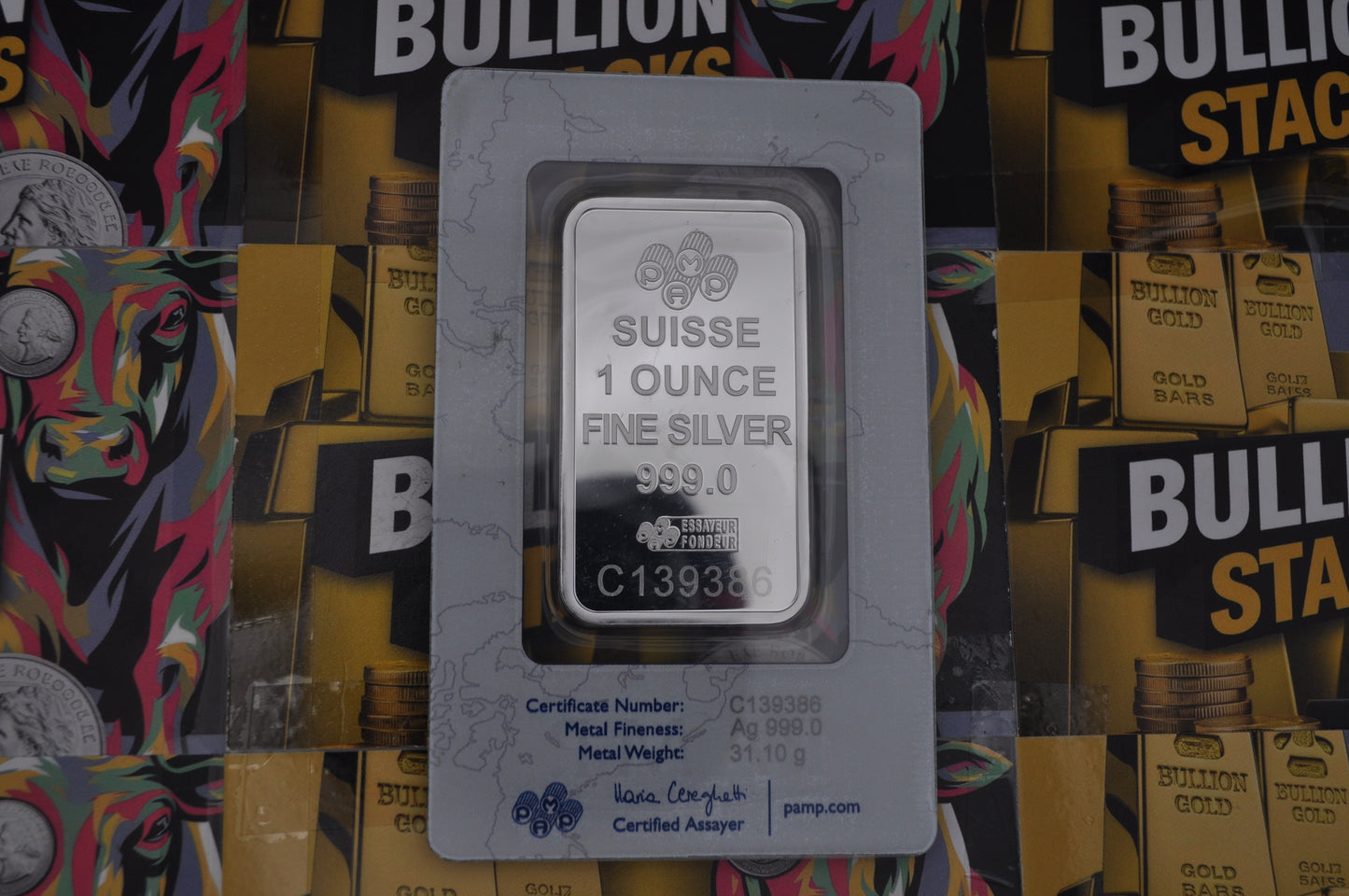 1oz PAMP Lady Fortuna Silver Bar – In Assay Packaging