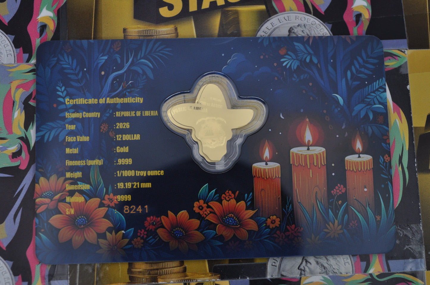 Día de los Muertos – 1/1000th oz .9999 Gold Coin | Republic of Liberia | Original Design | In Assay Card