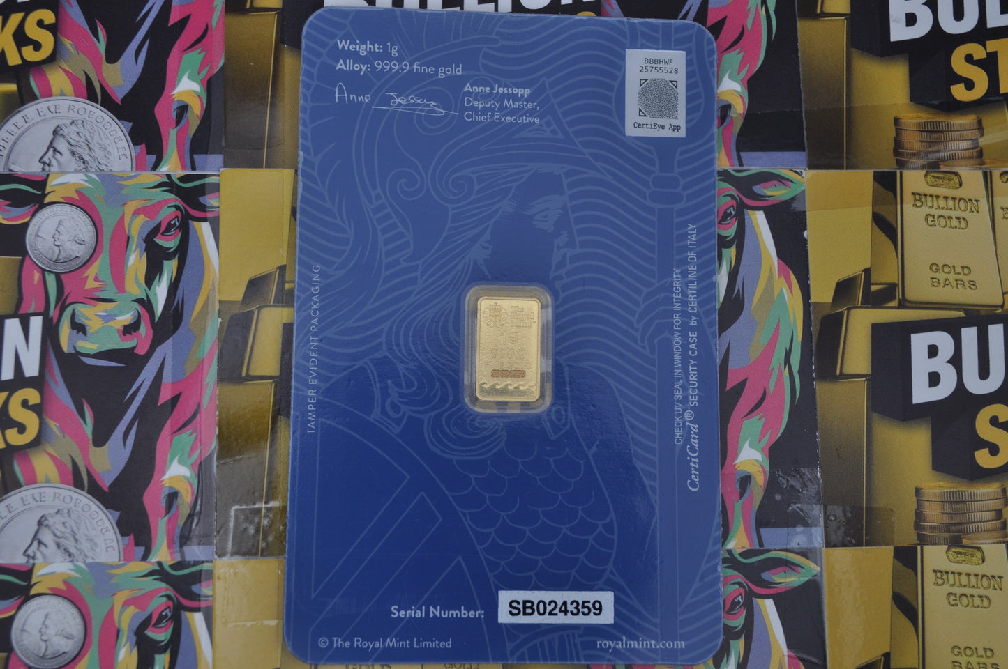 1g Gold Britannia | Royal Mint | .9999 Fine Gold | Advanced Security Design | In Assay Card