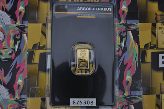 1g Gold Bar | Argor-Heraeus | .9999 Fine Gold | Sealed Assay Card | Switzerland