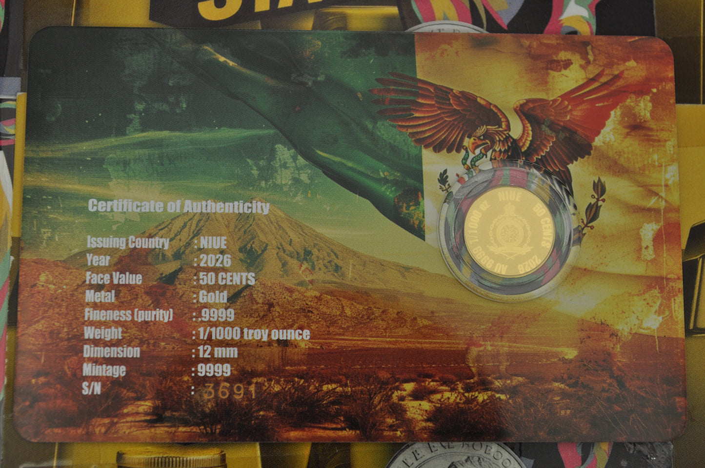 Niue – Mexican Libertad 1/1000th oz Gold Coin | 2025 Edition | .9999 Fine Gold | Limited Mintage of 9,999