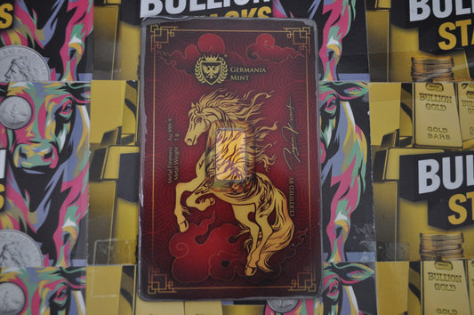 2026 Germania Mint 1g Gold Bar – Year of the Horse (.9999 Fine Gold)