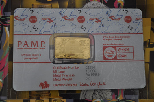 PAMP Suisse 5g Gold Coca-Cola Holiday Polar Bears Bar