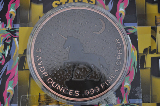 UNICORN Mythical Creatures High Relief 5 oz Copper Round