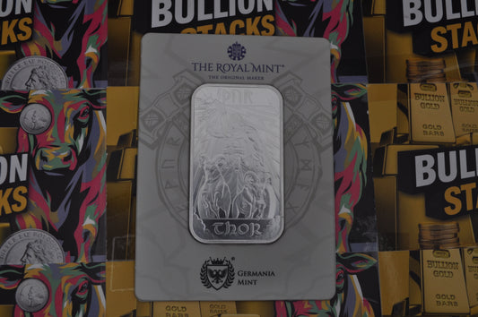 1oz Silver Bar – Thor | The Royal Mint x Germania Mint | .9999 Fine Silver | Assay Card
