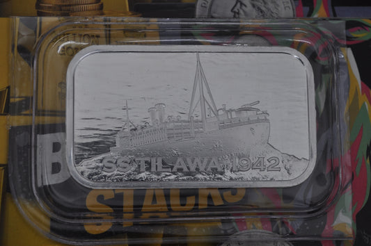 1oz Silver Bar – SS Tilawa 1942 | Historic Shipwreck Silver | .999 Fine | OMP