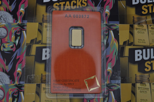 0.5g Valcambi Gold Bar | .9999 Fine Gold | Sealed Assay Card