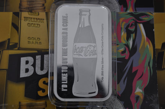 Coca-Cola® 1oz Silver Struck Bar | .999 Fine Silver | In Capsule | Official Licensed Collectible