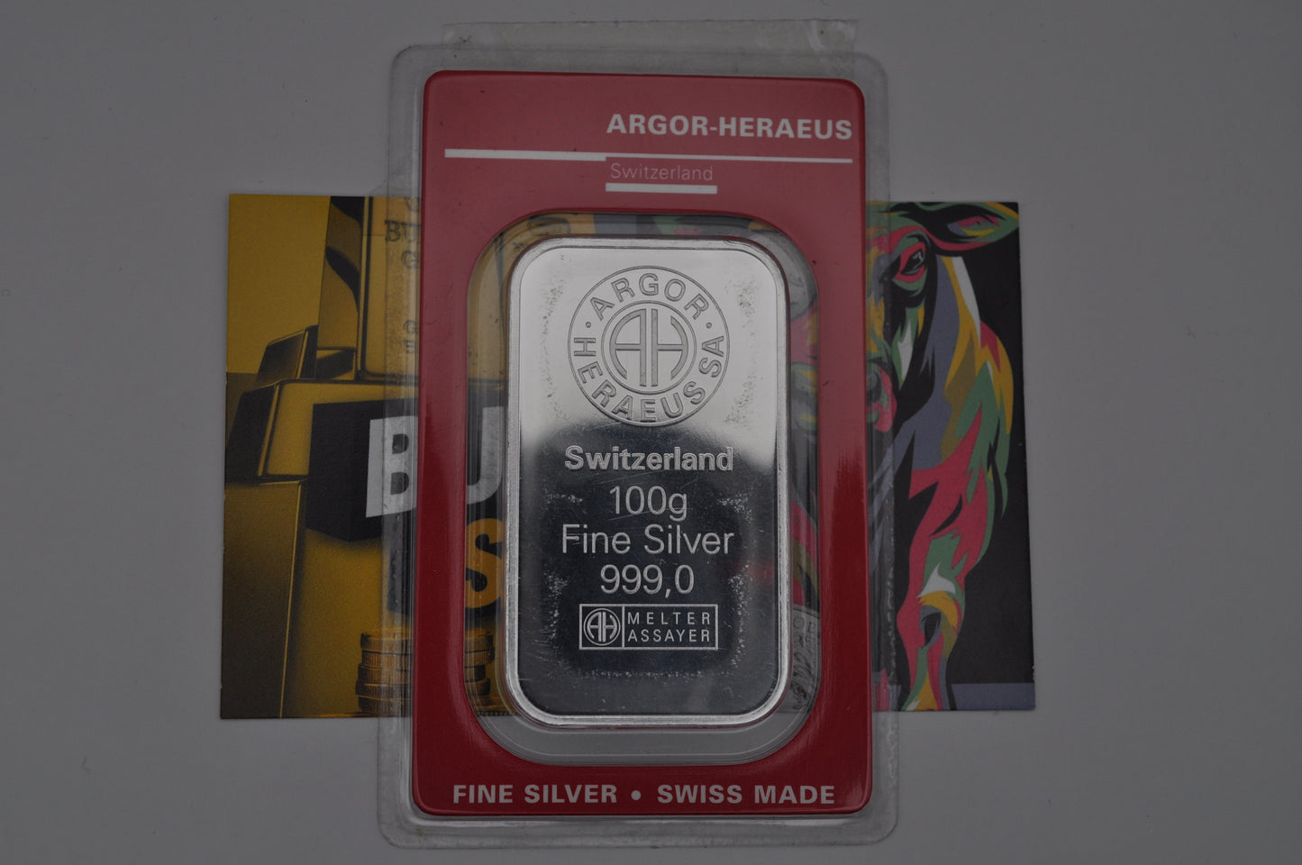 100g Argor-Heraeus Silver Bar – .999 Fine Silver (Sealed in Assay Card)