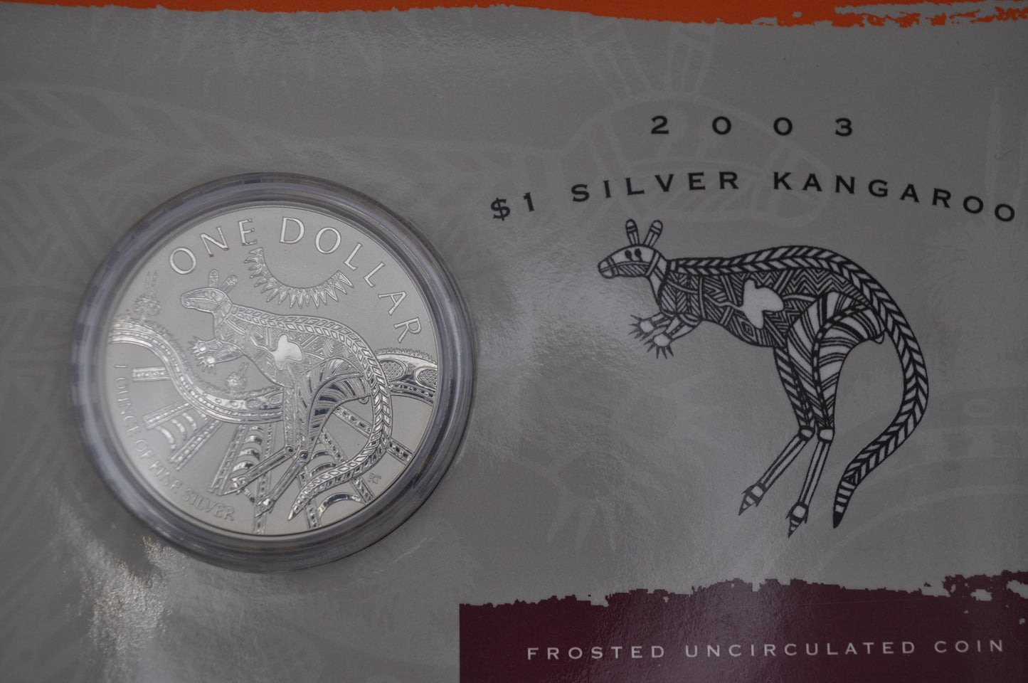 2003 1oz Silver Kangaroo Coin – Frosted Uncirculated – In Assay