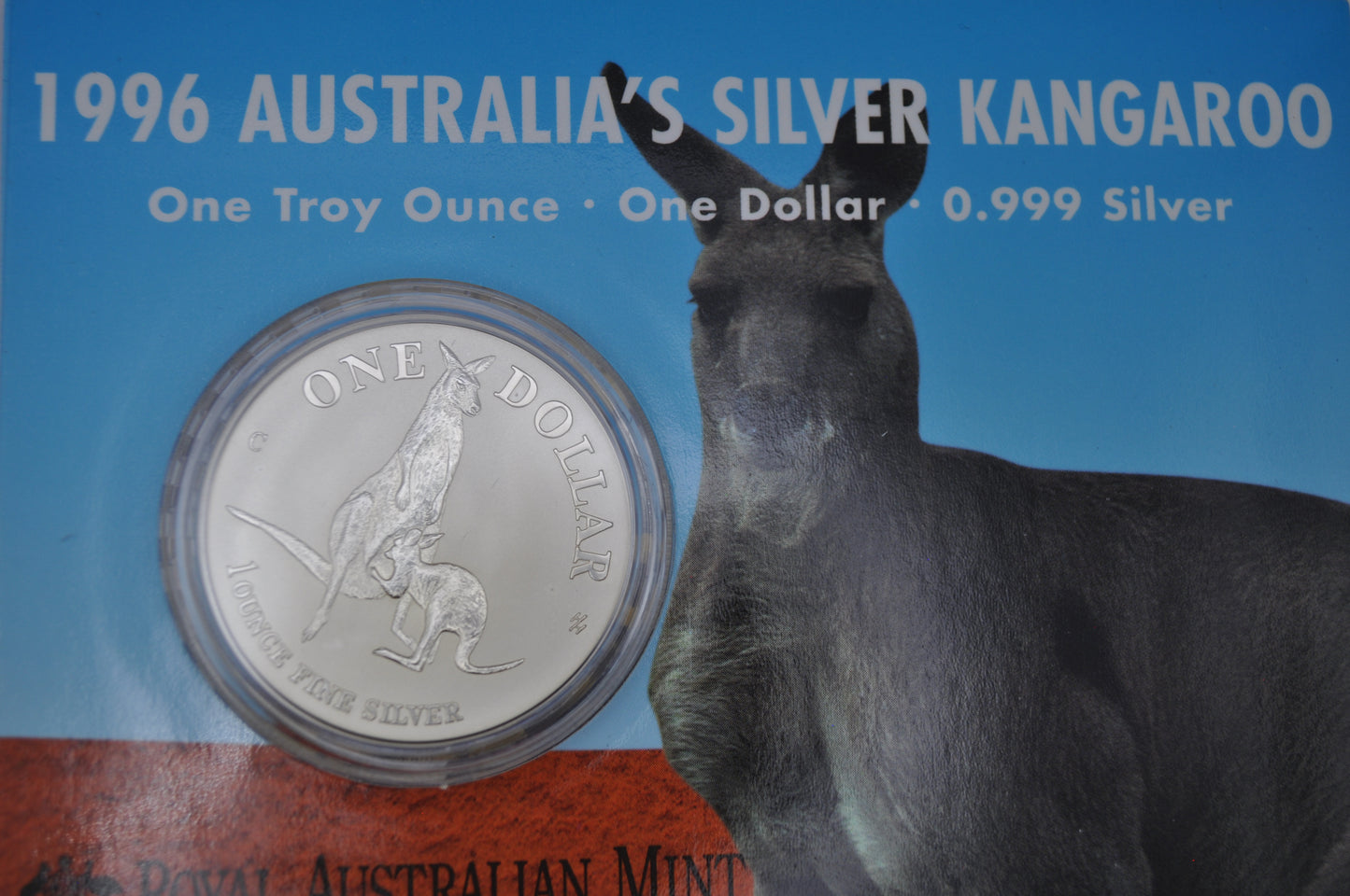 1996 1oz Silver Kangaroo Coin – Frosted Uncirculated – In Assay