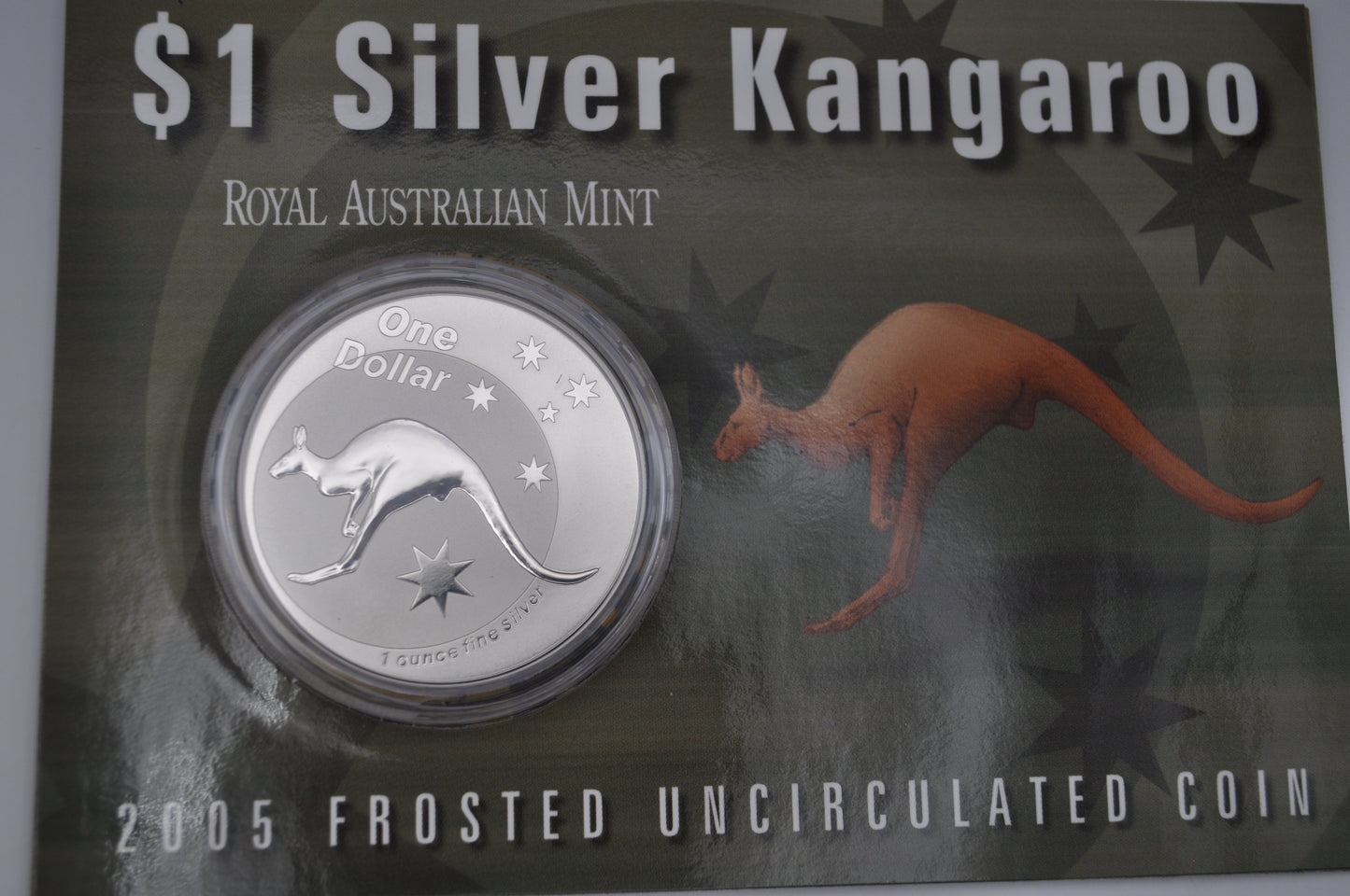 2005 1oz Silver Kangaroo Coin – Frosted Uncirculated – In Assay