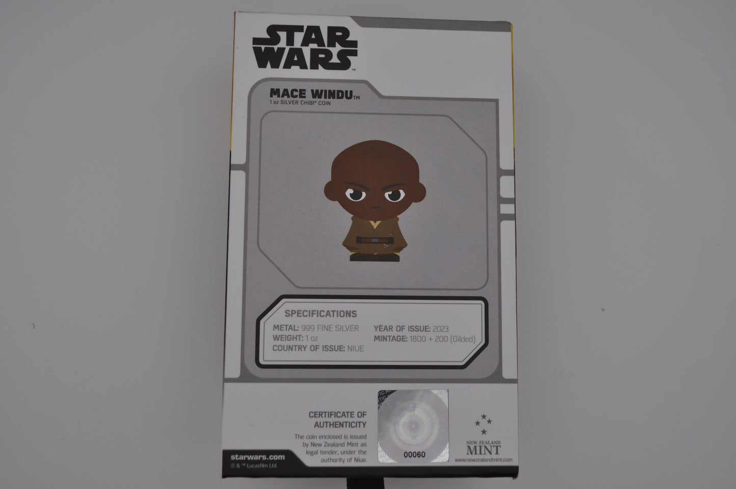 1oz Silver Star Wars™ Chibi® Coin – Mace Windu™ (2023) | New Zealand Mint