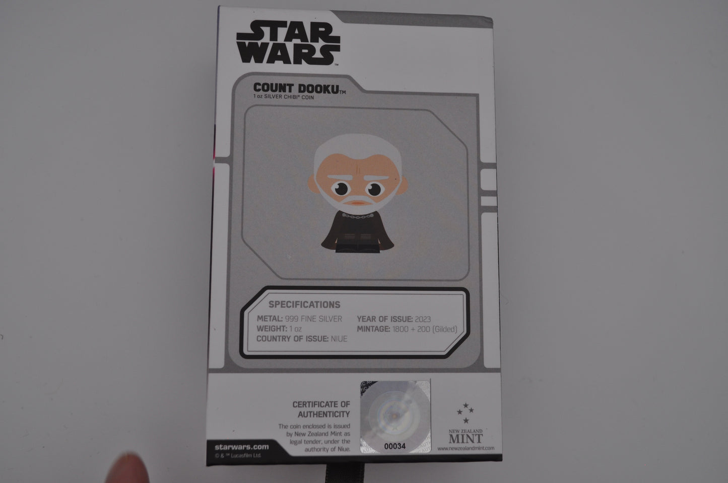 1oz Silver Star Wars™ Chibi® Coin – Count Dooku™ (2023) | New Zealand Mint