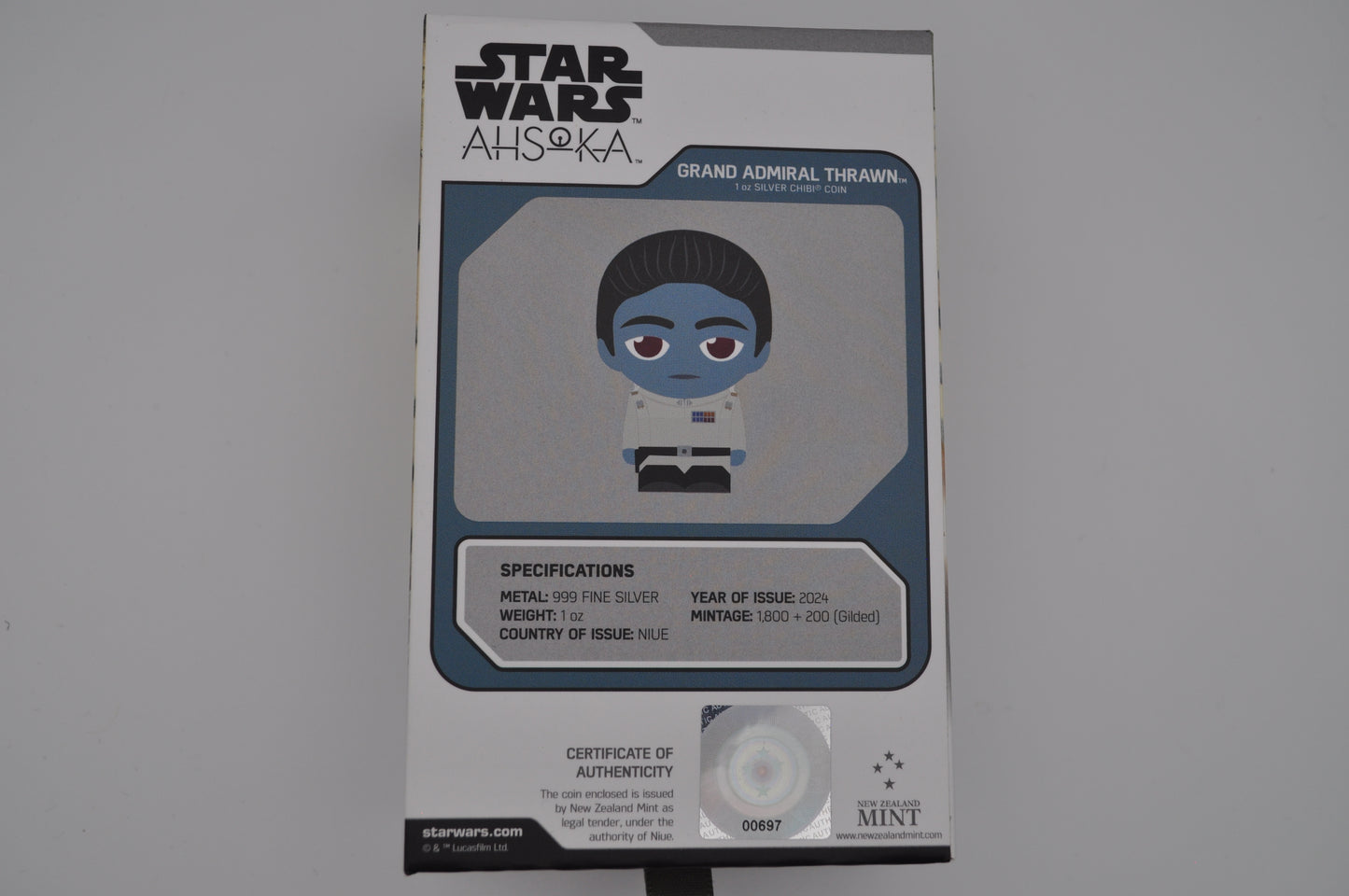 1oz Silver Star Wars™ Chibi® Coin – Grand Admiral Thrawn™ #1 (2024) | New Zealand Mint