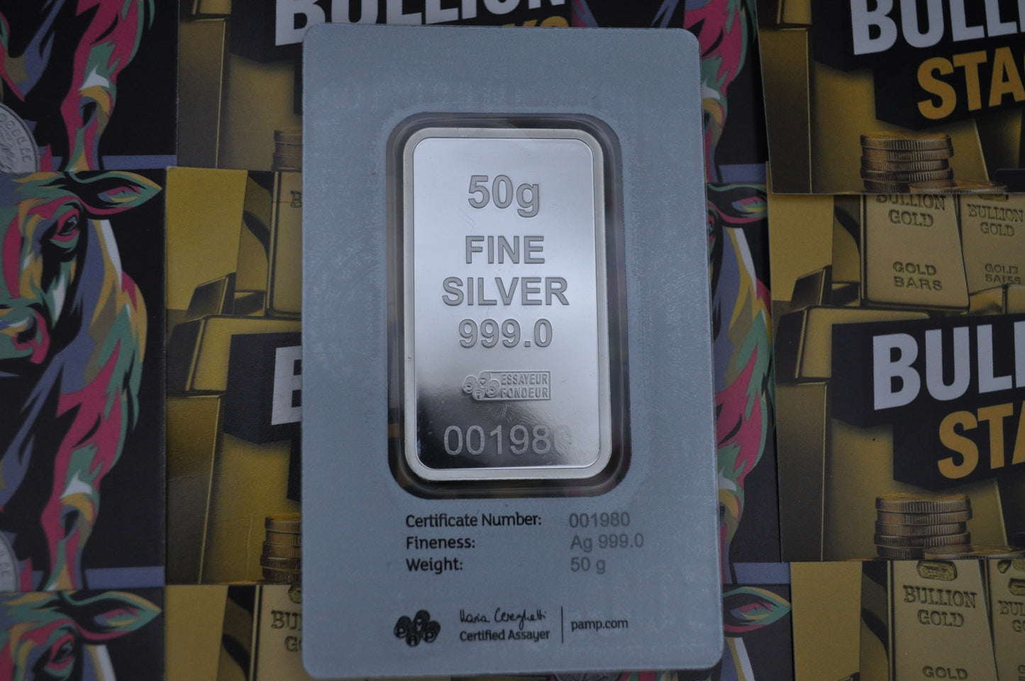 PAMP Suisse Morgan $500 Bill β 50g Silver Bar | .999 Fine Silver | In Assay Card