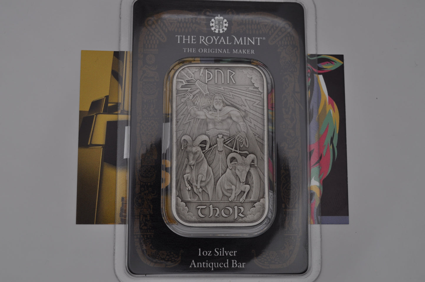 1oz Antiqued Silver Thor Bar | The Royal Mint Antiques Series | .999 Fine Silver | Limited Edition of 500 | In Assay
