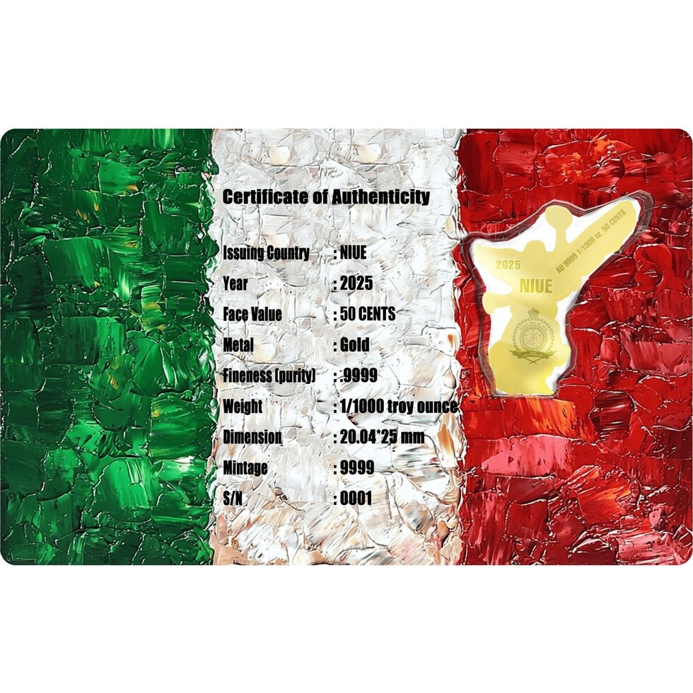 Niue 1/1000th oz Gold Coin – Angel of Independence | .9999 Fine Gold | Limited Mintage of 9,999