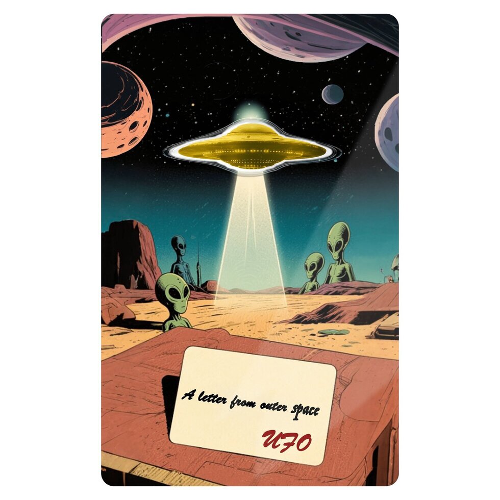 2026 Liberia UFO A Letter From Outer Space Shaped 1/1000 oz .9999 Gold Coin in Card
