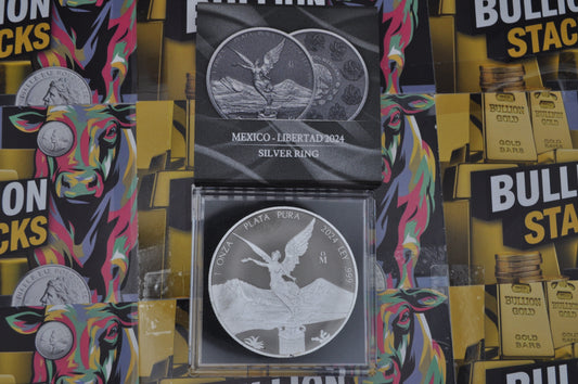 1oz .999 Fine Silver 2024 Mexico Libertad "Silver Ring" Coin | Ruthenium Finish