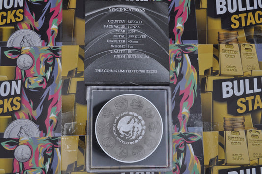 1oz .999 Fine Silver 2024 Mexico Libertad "Silver Ring" Coin | Ruthenium Finish
