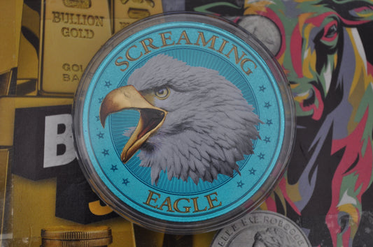 Intaglio Mint SCREAMING EAGLE – Battle Cry Edition (Space Blue) | 1oz .999 Fine Silver | Colorized Collectible
