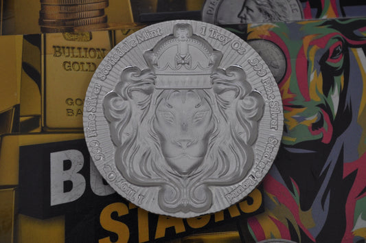 1oz Silver Lion Stacker | Scottsdale Mint | Ultra High Relief | Stackable Bullion Round