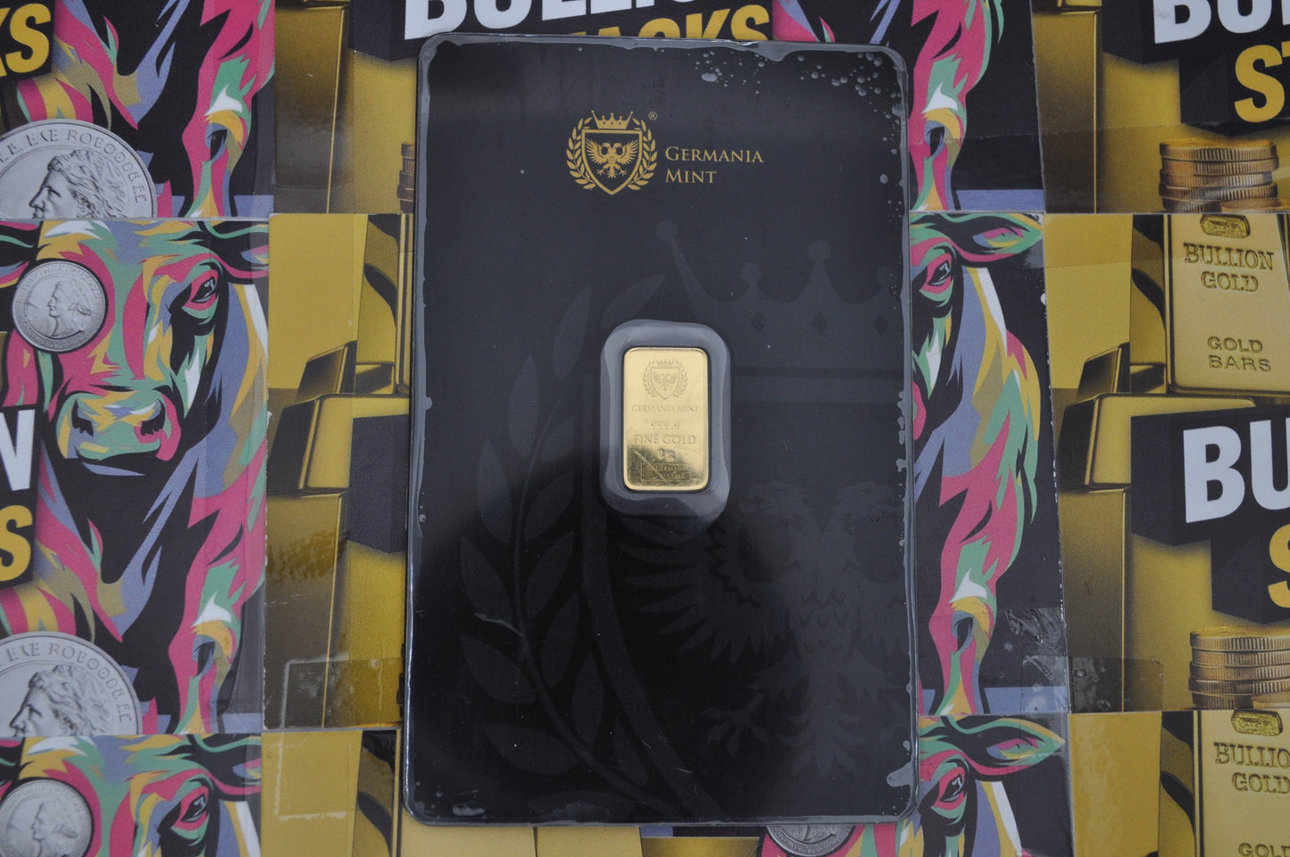 1g Gold Bar | Germania Mint | .9999 Fine Gold | Black Assay Card | Serialized