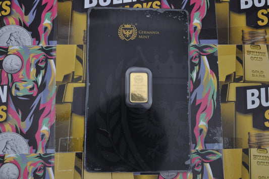 1g Gold Bar | Germania Mint | .9999 Fine Gold | Black Assay Card | Serialized