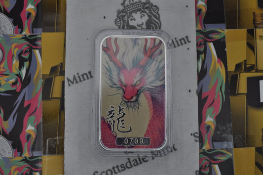 2025 1oz Silver Dragon Bar | Xuánhuá | Scottsdale Mint | .999 Fine Silver | Sealed in OMP