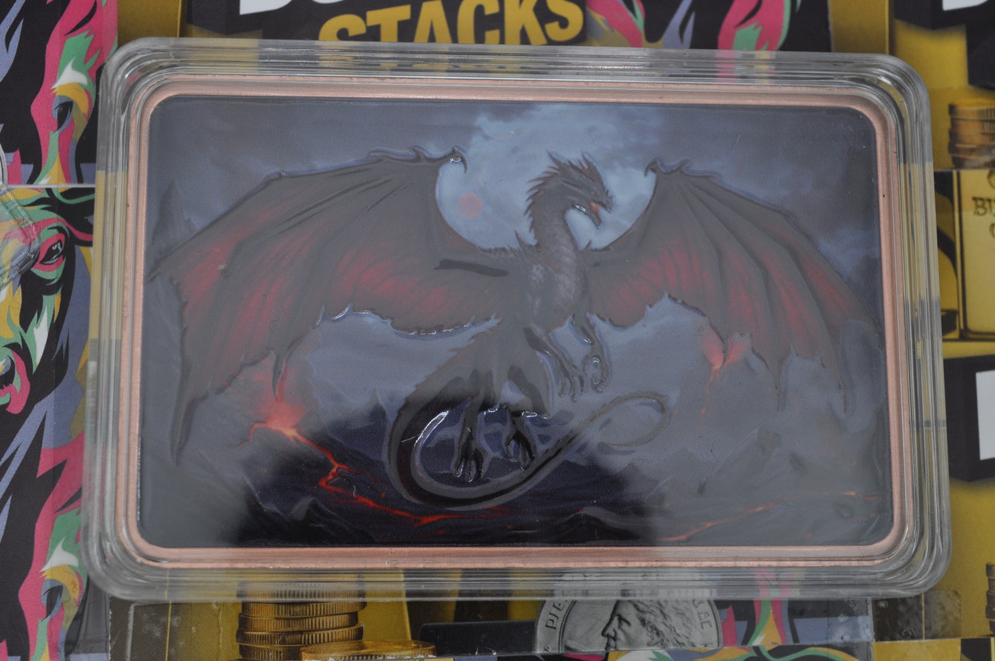 5 oz Copper Bar – “Flying Dragon” | .999 Fine Copper | High-Detail Engraving | In Capsule