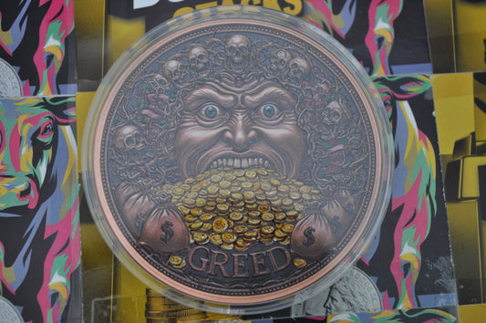 5 oz .999 Copper "The Price of Greed" Round