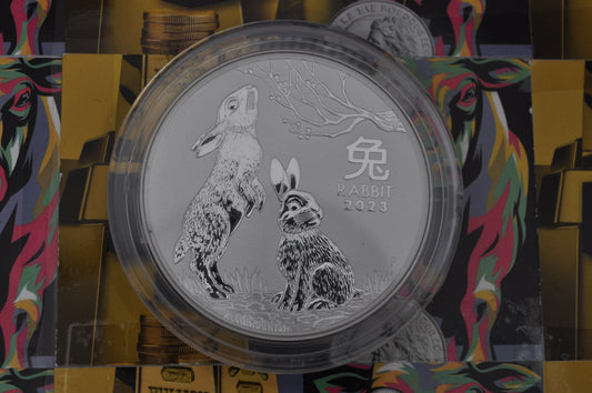 2023 2oz Year of the Rabbit Silver Coin | Perth Mint | Lunar Series III | .9999 Fine Silver