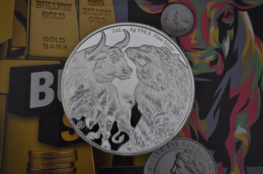 1oz Silver Bull and Bear Bullion Coin