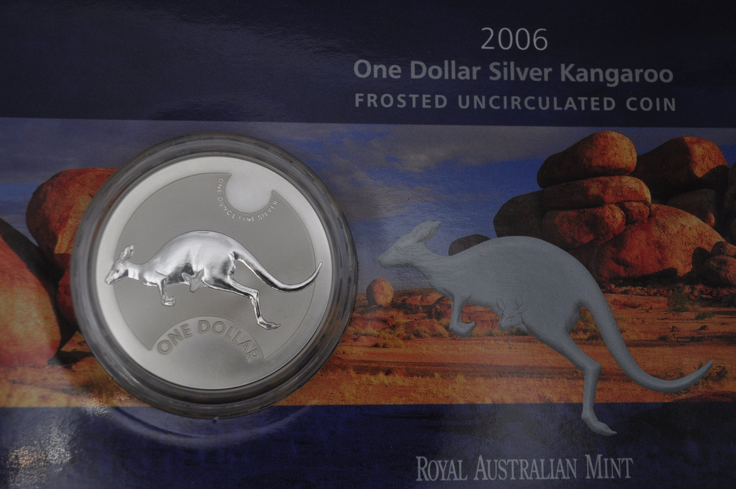 2006 1oz Silver Kangaroo Coin – Frosted Uncirculated – In Assay