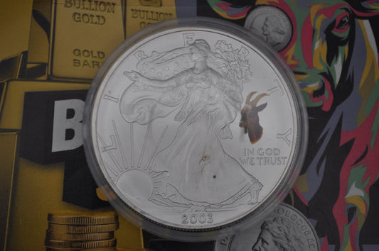 2003 1oz American Silver Eagle – Ram Privy Mark – .999 Fine Silver