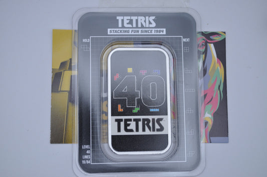 Tetris™ 1oz Silver 40th Anniversary Colorized Bar (in TEP) | .999 Fine Silver