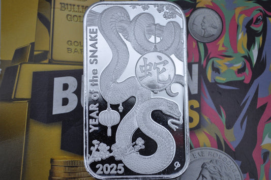 2025 1oz Silver Bar – Asahi Refining “Year of the Snake” | .999 Fine Silver (Cased)