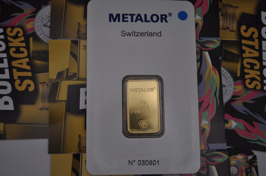 10g Gold Bar – Metalor | .9999 Fine Gold | Sealed Assay Card