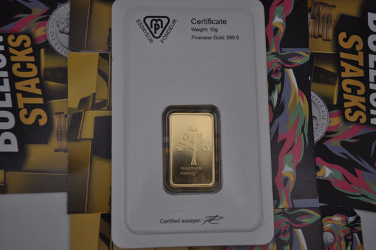 10g Gold Bar – Metalor | .9999 Fine Gold | Sealed Assay Card